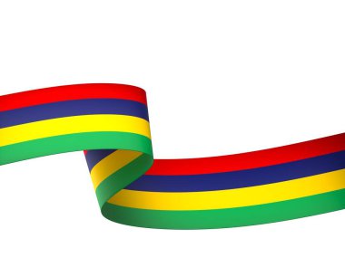 Mauritius Kurdele Tasarım Elemanı Ulusal Kutlamalar ve Olaylar için beyaz bir arkaplanda izole edildi