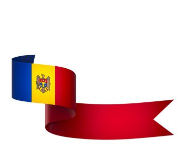 Moldova Kurdele Tasarım Elemanı Ulusal Kutlamalar ve Olaylar için beyaz bir arkaplanda izole edildi
