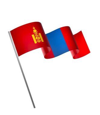 Ulusal Kutlamalar ve Etkinlikler için Moğolistan Bayrak Tasarım Elementi beyaz arka planda izole edildi