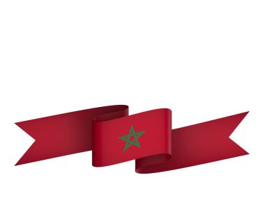 Ulusal Kutlamalar ve Etkinlikler için Fas Kurdele Tasarım Elemanı beyaz arka planda izole edildi