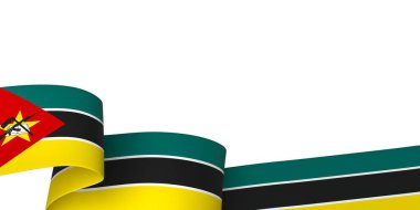 Mozambik Kurdele Tasarım Elemanı Ulusal Kutlamalar ve Olaylar için beyaz bir arkaplanda izole edildi