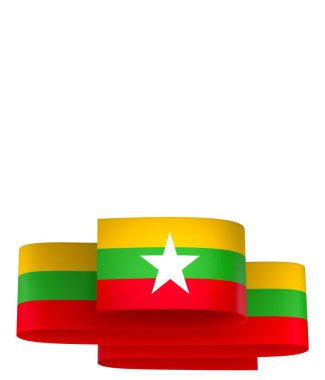 Myanmar Kurdele Tasarım Elemanı Ulusal Kutlamalar ve Olaylar için beyaz bir arkaplanda izole edildi