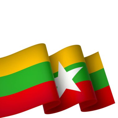 Myanmar Kurdele Tasarım Elemanı Ulusal Kutlamalar ve Olaylar için beyaz bir arkaplanda izole edildi