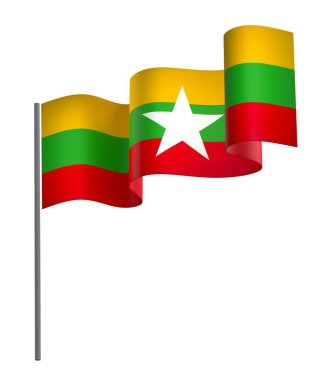 Myanmar Kurdele Tasarım Elemanı Ulusal Kutlamalar ve Olaylar için beyaz bir arkaplanda izole edildi