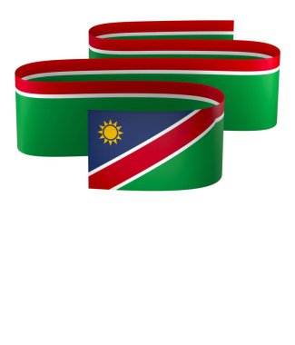 Ulusal Kutlamalar ve Etkinlikler için Namibya Bayrak Tasarım Elemanı beyaz bir arkaplanda izole edildi