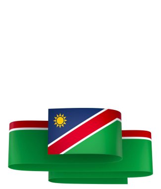 Ulusal Kutlamalar ve Etkinlikler için Namibya Bayrak Tasarım Elemanı beyaz bir arkaplanda izole edildi