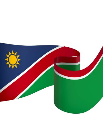 Ulusal Kutlamalar ve Etkinlikler için Namibya Bayrak Tasarım Elemanı beyaz bir arkaplanda izole edildi