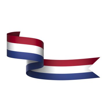 Hollanda Kurdele Tasarım Elemanı Ulusal Kutlamalar ve Olaylar için beyaz bir arkaplanda izole edildi