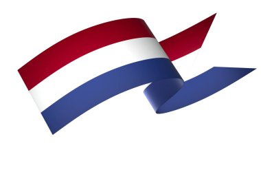 Hollanda Kurdele Tasarım Elemanı Ulusal Kutlamalar ve Olaylar için beyaz bir arkaplanda izole edildi