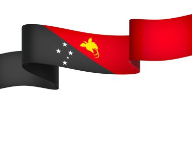 Ulusal Kutlamalar ve Olaylar için Yeni Gine Kurdele Tasarım Elemanı beyaz bir arkaplanda izole edildi