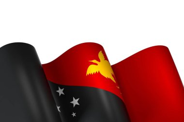 Ulusal Kutlamalar ve Olaylar için Yeni Gine Kurdele Tasarım Elemanı beyaz bir arkaplanda izole edildi