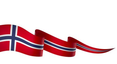 Norveç Bayrak Tasarım Elemanı Ulusal Kutlamalar ve Olaylar için beyaz bir arkaplanda izole edildi