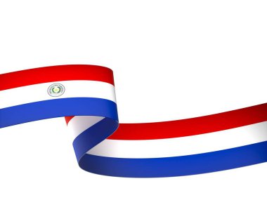 Ulusal Kutlamalar ve Olaylar için Paraguay Kurdele Tasarım Elemanı beyaz arka planda izole edildi