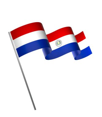 Ulusal Kutlamalar ve Olaylar için Paraguay Kurdele Tasarım Elemanı beyaz arka planda izole edildi