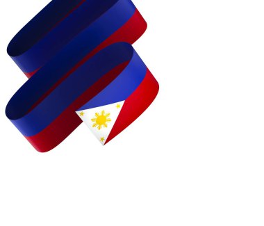 Ulusal Kutlamalar ve Etkinlikler için Filipinler Kurdele Tasarım Elemanı beyaz arka planda izole