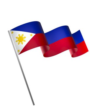 Ulusal Kutlamalar ve Etkinlikler için Filipinler Kurdele Tasarım Elemanı beyaz arka planda izole