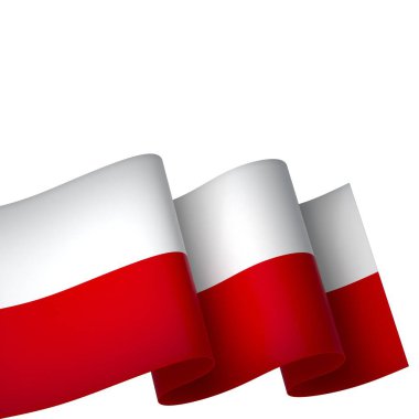 Ulusal Kutlamalar ve Olaylar için Polandia Kurdele Tasarım Elemanı beyaz bir arkaplanda izole edildi