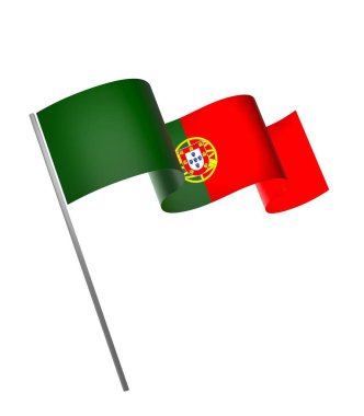 Portekiz Kurdele Tasarım Elemanı Ulusal Kutlamalar ve Etkinlikler için beyaz bir arkaplanda izole edildi