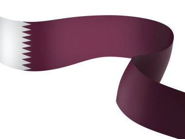 Ulusal Kutlamalar ve Olaylar için Katar Kurdele Tasarım Elemanı beyaz bir arkaplanda izole edildi