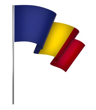 Romanya Kurdele Tasarım Elemanı Ulusal Kutlamalar ve Etkinlikler için beyaz bir arkaplanda izole edildi