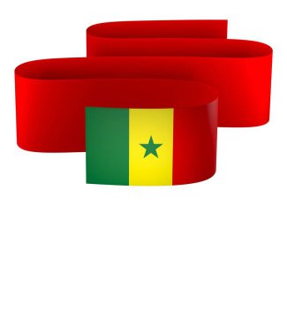 Senegal Kurdele Tasarım Elemanı Ulusal Kutlamalar ve Olaylar için beyaz bir arkaplanda izole edildi