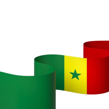 Senegal Kurdele Tasarım Elemanı Ulusal Kutlamalar ve Olaylar için beyaz bir arkaplanda izole edildi