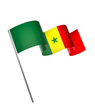 Senegal Kurdele Tasarım Elemanı Ulusal Kutlamalar ve Olaylar için beyaz bir arkaplanda izole edildi