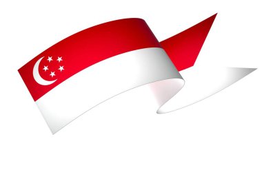 Singapur Kurdele Tasarım Elemanı Ulusal Kutlamalar ve Olaylar için beyaz bir arkaplanda izole