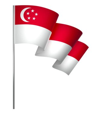 Singapur Kurdele Tasarım Elemanı Ulusal Kutlamalar ve Olaylar için beyaz bir arkaplanda izole