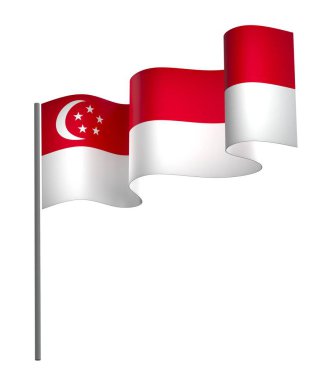 Singapur Kurdele Tasarım Elemanı Ulusal Kutlamalar ve Olaylar için beyaz bir arkaplanda izole