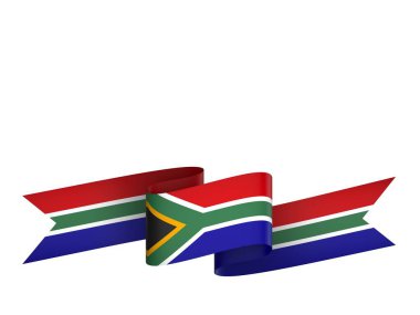 Güney Afrika Kurdele Tasarım Elemanı Ulusal Kutlamalar ve Etkinlikler için beyaz bir arkaplanda izole edildi