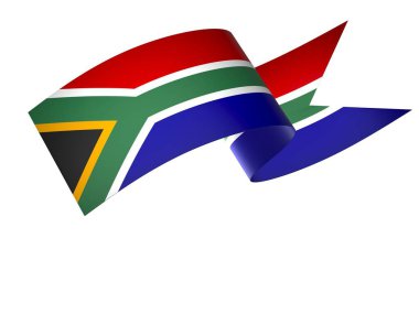 Güney Afrika Kurdele Tasarım Elemanı Ulusal Kutlamalar ve Etkinlikler için beyaz bir arkaplanda izole edildi