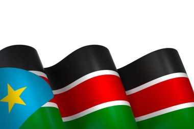 Güney Sudan Bayraklı Bayrak Tasarım Elemanı Ulusal Kutlamalar ve Olaylar için beyaz bir arkaplanda izole edildi