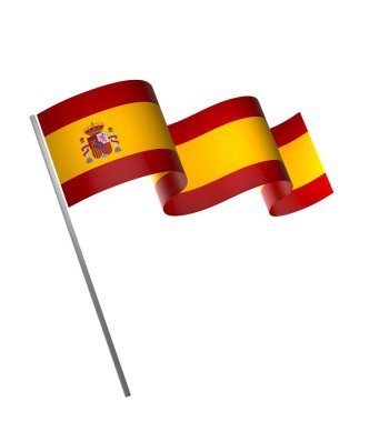 İspanya Bayrak Tasarım Elemanı Ulusal Kutlamalar ve Etkinlikler için beyaz bir arkaplanda izole edildi