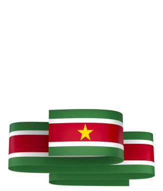 Surinam Kurdele Tasarım Elemanı Ulusal Kutlamalar ve Olaylar için beyaz bir arkaplanda izole