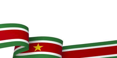 Surinam Kurdele Tasarım Elemanı Ulusal Kutlamalar ve Olaylar için beyaz bir arkaplanda izole