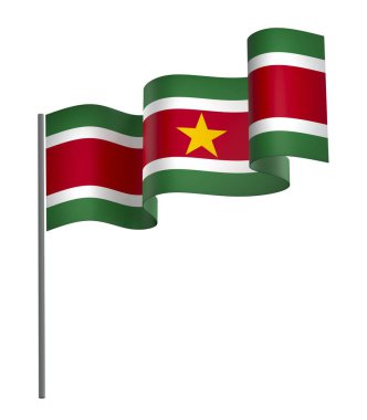 Surinam Kurdele Tasarım Elemanı Ulusal Kutlamalar ve Olaylar için beyaz bir arkaplanda izole