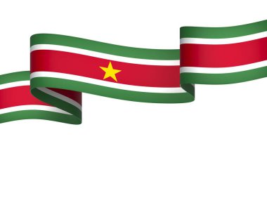 Surinam Kurdele Tasarım Elemanı Ulusal Kutlamalar ve Olaylar için beyaz bir arkaplanda izole