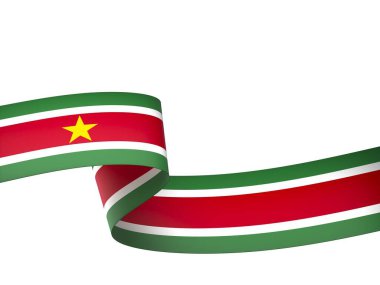 Surinam Kurdele Tasarım Elemanı Ulusal Kutlamalar ve Olaylar için beyaz bir arkaplanda izole