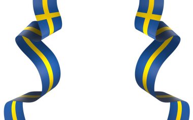 İsveç Kurdele Tasarım Elemanı Ulusal Kutlamalar ve Etkinlikler için beyaz bir arkaplanda izole edildi