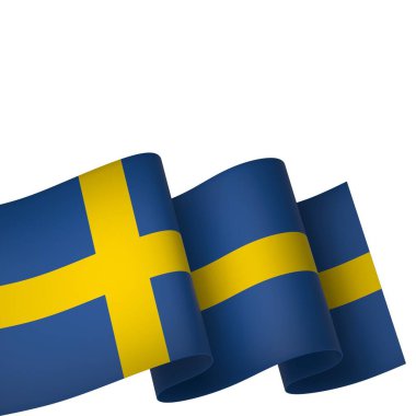 İsveç Kurdele Tasarım Elemanı Ulusal Kutlamalar ve Etkinlikler için beyaz bir arkaplanda izole edildi