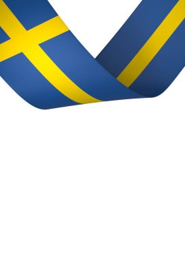 İsveç Kurdele Tasarım Elemanı Ulusal Kutlamalar ve Etkinlikler için beyaz bir arkaplanda izole edildi