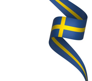 İsveç Kurdele Tasarım Elemanı Ulusal Kutlamalar ve Etkinlikler için beyaz bir arkaplanda izole edildi
