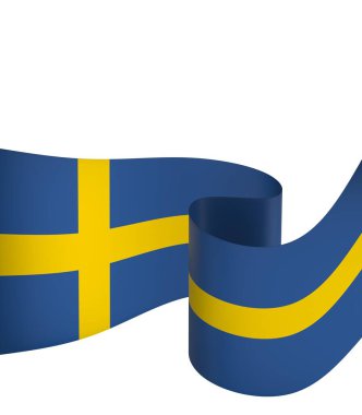 İsveç Kurdele Tasarım Elemanı Ulusal Kutlamalar ve Etkinlikler için beyaz bir arkaplanda izole edildi