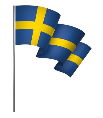 İsveç Kurdele Tasarım Elemanı Ulusal Kutlamalar ve Etkinlikler için beyaz bir arkaplanda izole edildi