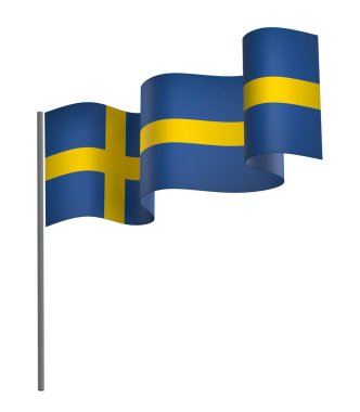 İsveç Kurdele Tasarım Elemanı Ulusal Kutlamalar ve Etkinlikler için beyaz bir arkaplanda izole edildi