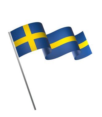 İsveç Kurdele Tasarım Elemanı Ulusal Kutlamalar ve Etkinlikler için beyaz bir arkaplanda izole edildi