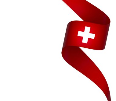 İsviçre Kurdele Tasarım Elemanı Ulusal Kutlamalar ve Etkinlikler için beyaz bir arkaplanda izole edildi