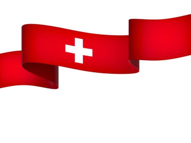 İsviçre Kurdele Tasarım Elemanı Ulusal Kutlamalar ve Etkinlikler için beyaz bir arkaplanda izole edildi