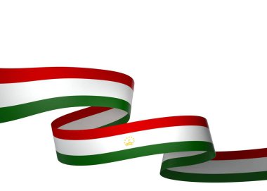 Tacikistan Kurdele Tasarım Elemanı Ulusal Kutlamalar ve Etkinlikler için beyaz bir arkaplanda izole edildi